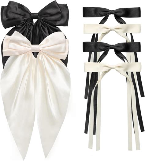 fabric long bow tie metal tassels|Etercycle 6 PCS Hair Bows Clips for Women – Adorable Long .